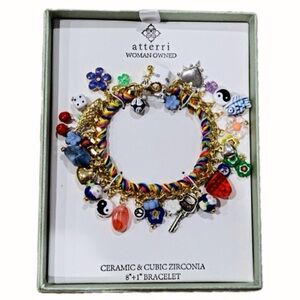 NWT ⚜️♥️⚜️ ATTERRI Gorgeous Multicolor Ceramic & Cubic Zirconia Bracelet